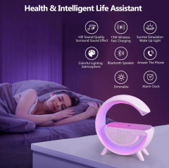 Noas Simi G Şeklinde, Çok Fonksiyonlu, Kablosuz Şarj Standlı, Bluetooth Hoparlör, Rgb Gece Lambası YL86-1240