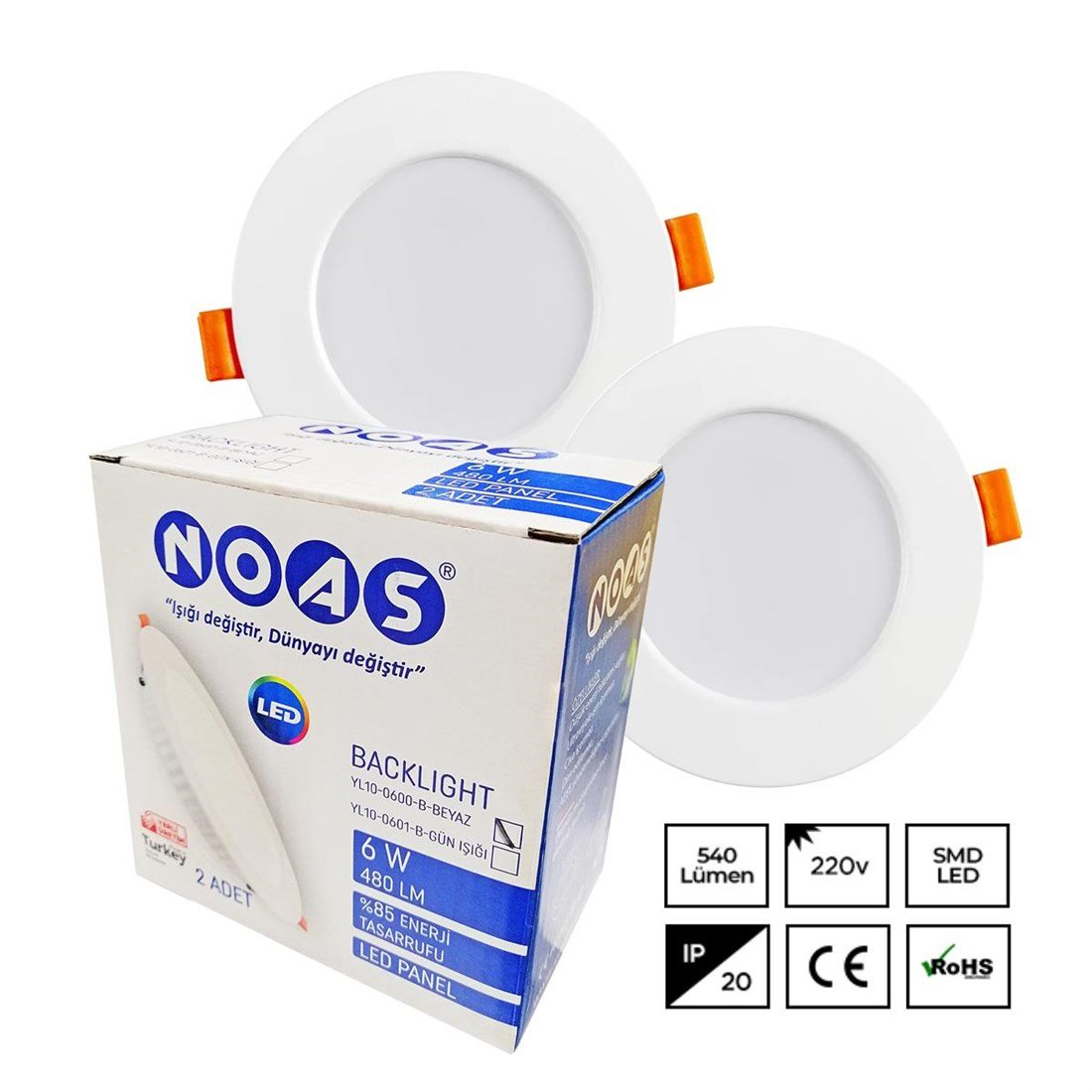 Noas 6w Sıva Altı Backlight Led Panel Yuvarlak YL10-0600-B, YL10-0601-B