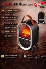 CATA CT-6055 Uludağ Tasinabilir Sömine 4 Seviye Alev Efekli 1500W