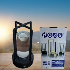 Noas Halki Masa Lambası USB Şarjlı Dokunmatik 3 Renkli Dimlenebilir YL86-1244 Siyah