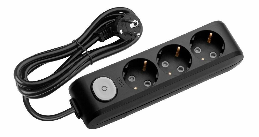 Viko Multi-let 3'lü Grup Priz Anahtarlı Topraklı Çocuk Korumalı 5 Metre Siyah - 90137305