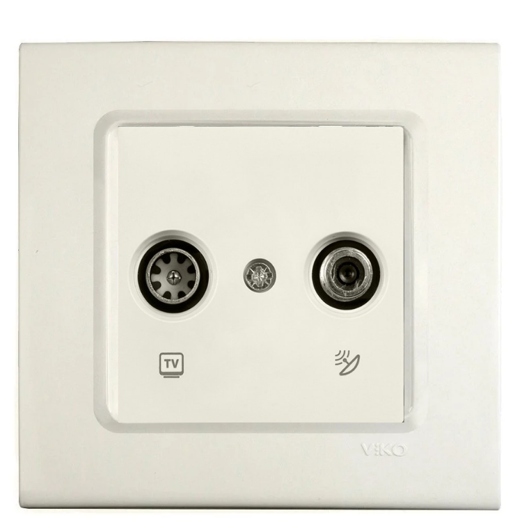 Viko Linnera Krem TV-SAT İkili Uydu Prizi Geçişli ÇERÇEVELİ