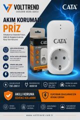 Cata CT-9186  Tekli Akım Korumalı Fişli Priz 4000W