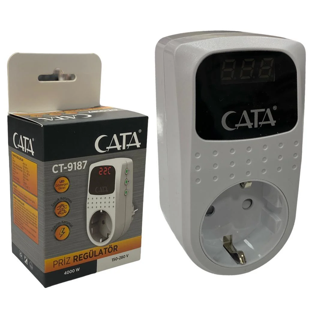 Cata CT-9187 Tekli Akım Korumalı Fişli Priz Regülatör 4000W