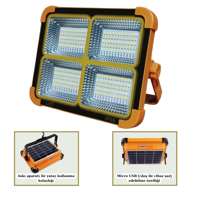 Noas 400W Portatif Taşınabilir Şarjlı Solar Led Projektör Dimlenebilir Işık YL71-0409-S