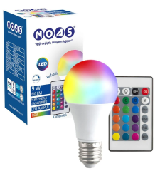 Noas 9W RGB Led Ampul Dimlenebilir 810 Lümen E27 Duy YL95-9029