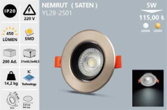 Noas Nemrut 5 Watt Sıva Altı Saten Kasa Yuvarlak Cob LED Spot YL28-2501, YL28-2502