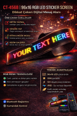 Cata Ct-4568 Esnek Rgb Led Sticker Ekran 96x16cm Programlanabilir