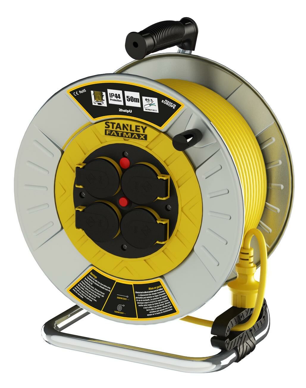 Stanley Metal Ip44 4 Soketli 50 Metre Makaralı Kablo SXECFM2RCXE