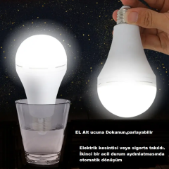 Cata CT-4229 Şarjlı Led Ampul 9w Beyaz Işık 6500 Kelvin 830 Lümen E27 Duy
