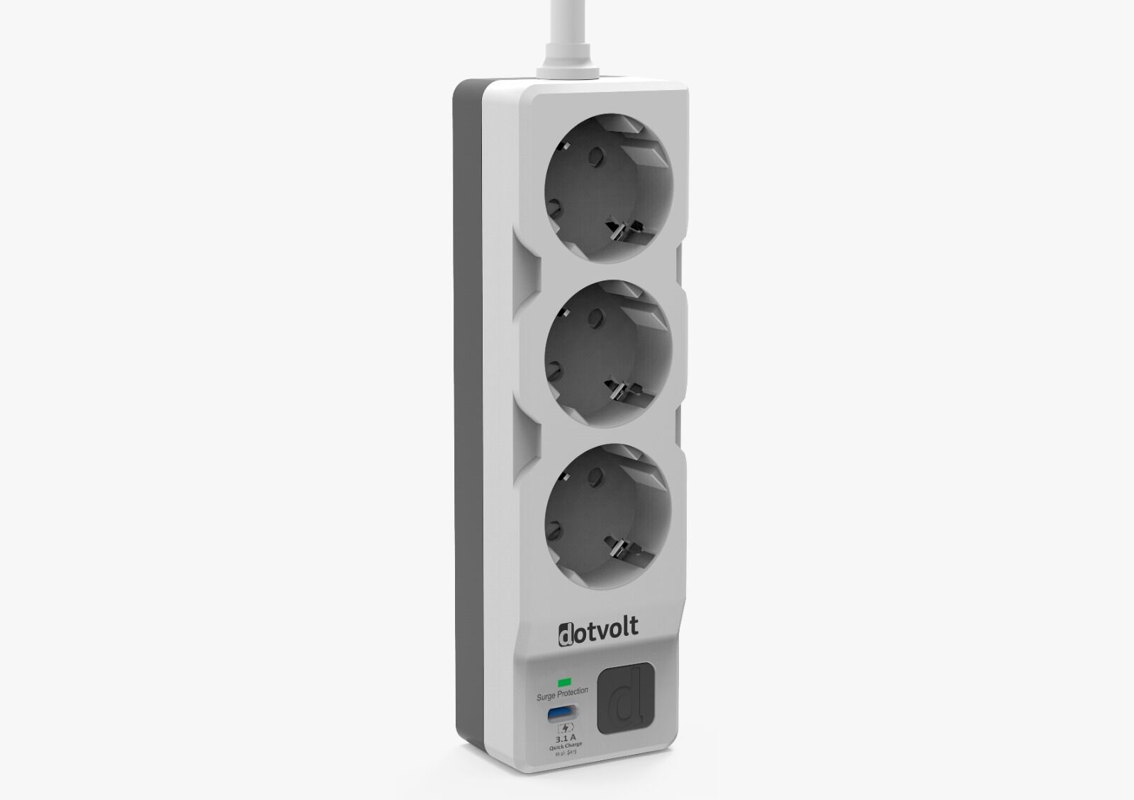 Dotvolt Üçlü 1.5 Metre Kablolu Akım Korumalı Priz 3.1A TYPE-C Anahtarlı Surge Hunter Plus 1050 Joule