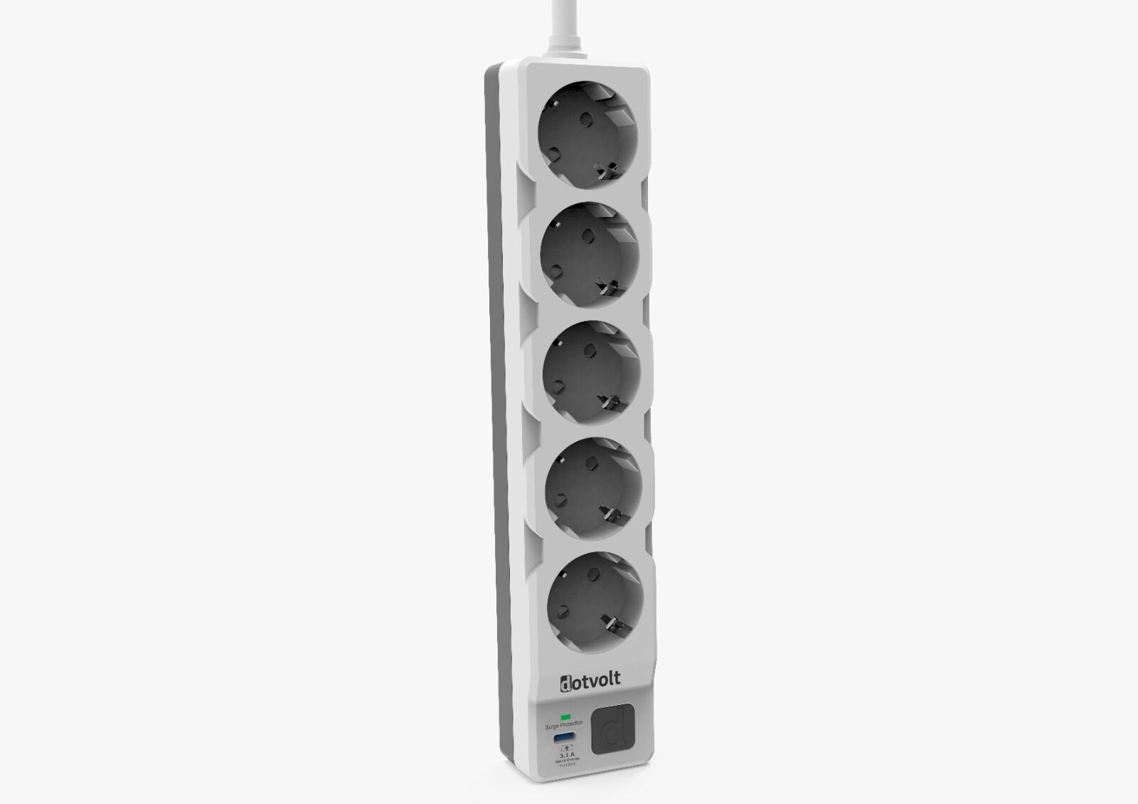 Dotvolt Beşli 1.5 Metre Kablolu Akım Korumalı Priz 3.1A TYPE-C Anahtarlı Surge Hunter Plus 1050 Joule