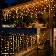 CATA CT-8503 2x1 Metre Flaşlı Dış Mekan Saçak LED Yılbaşı Süsü 3200K Günışığı 60-80-100 cm