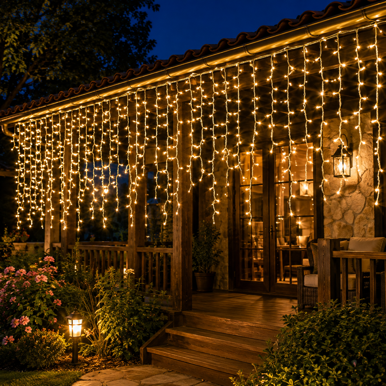 CATA CT-8503 2x1 Metre Flaşlı Dış Mekan Saçak LED Yılbaşı Süsü 3200K Günışığı 60-80-100 cm