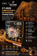 Cata ct-8502 Saçak Flaşlı Yılbaşı Süsleme Perde Süslemesi 6 Metre Beyaz+Günışığı