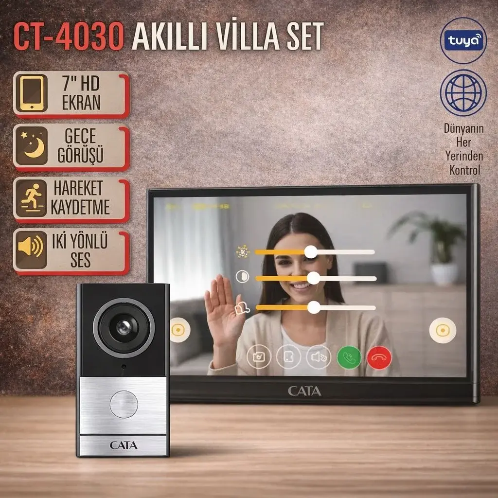 CATA CT-4030 Akıllı Villa Set - 7 İnç HD Wi-Fi Görüntülü Diyafon