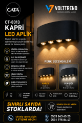 Cata 15W Kapri Modern Duvar Apliği IP44 Çift Yönlü (Günışığı - Amber)