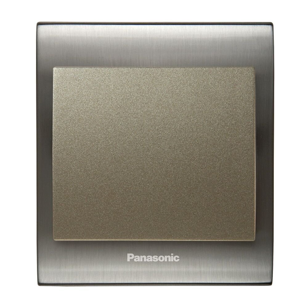 Viko Panasonic Thea Blu Tekli Anahtar Çerçeve Inox+Beyaz, Kapak Dore
