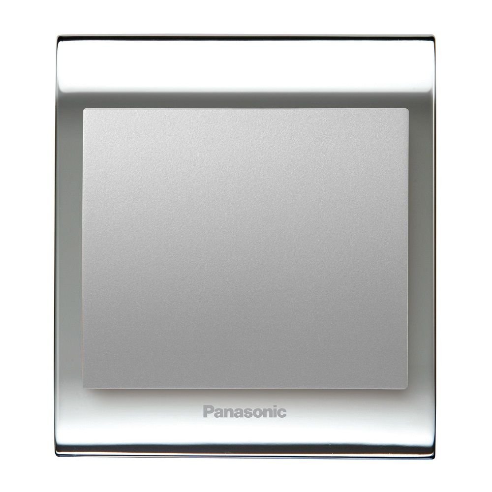 Viko Panasonic Thea Blu Tekli Anahtar Çerçeve Chrome+Beyaz, Kapak Metalik Beyaz
