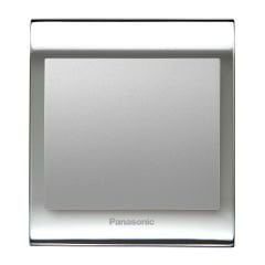 Viko Panasonic Thea Blu Tekli Anahtar Çerçeve Chrome+Beyaz, Kapak Metalik Beyaz