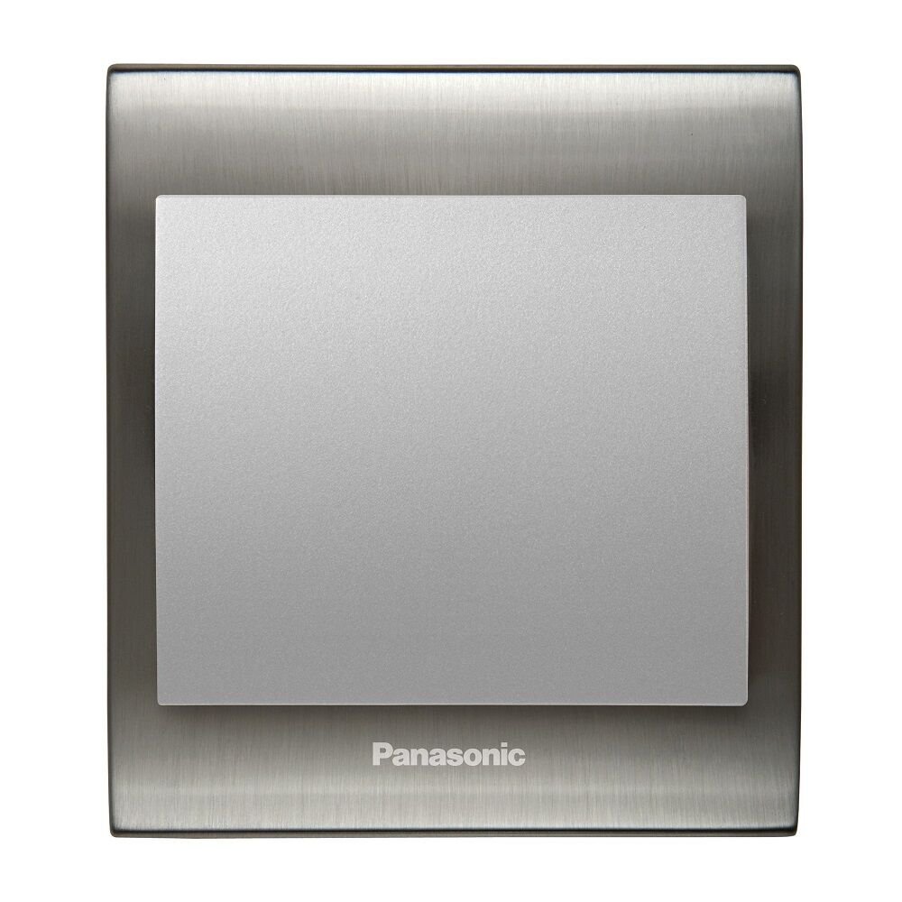 Viko Panasonic Thea Blu Tekli Anahtar Çerçeve Inox+Beyaz, Kapak Metalik Beyaz