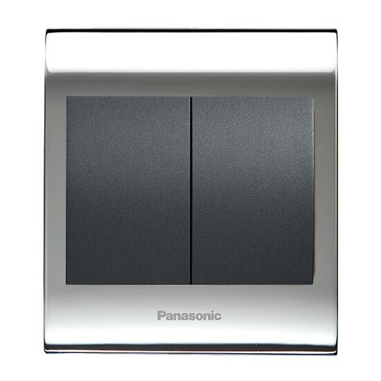 Viko Panasonic Thea Blu İkili Anahtar, Çerçeve Chrome+Beyaz, Kapak Füme