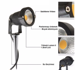 Noas 5W Amber Işık Elektrikli Çim Kazığı Bahçe Armatürü YL74-0506