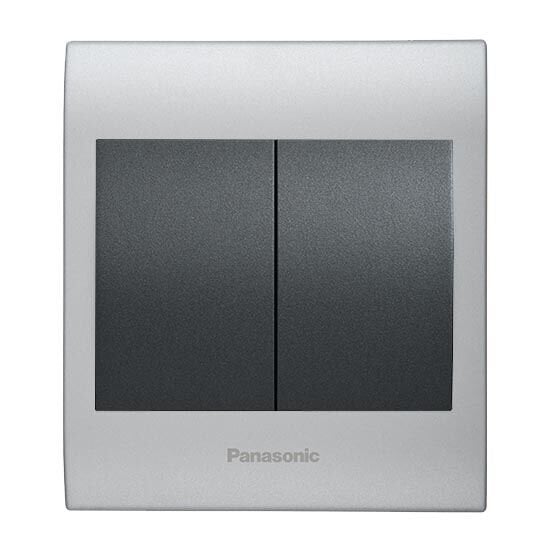 Viko Panasonic Thea Blu İkili Anahtar, Çerçeve Chrome Matt+Beyaz, Kapak Füme