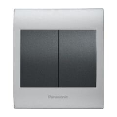 Viko Panasonic Thea Blu İkili Anahtar, Çerçeve Chrome Matt+Beyaz, Kapak Füme