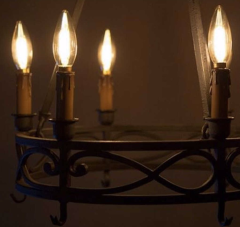 Noas 4W Rustik C-35 Buji Led Ampül Sarı Işık E-14 Duy Şeffaf Cam (3000K) YL92-1112