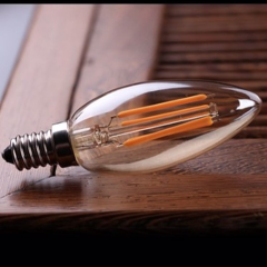 Noas 4W Rustik C-35 Buji Led Ampül Sarı Işık E-14 Duy Şeffaf Cam (3000K) YL92-1112