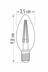 Noas 4W Rustik C-35 Buji Led Ampül Sarı Işık E-14 Duy Şeffaf Cam (3000K) YL92-1112
