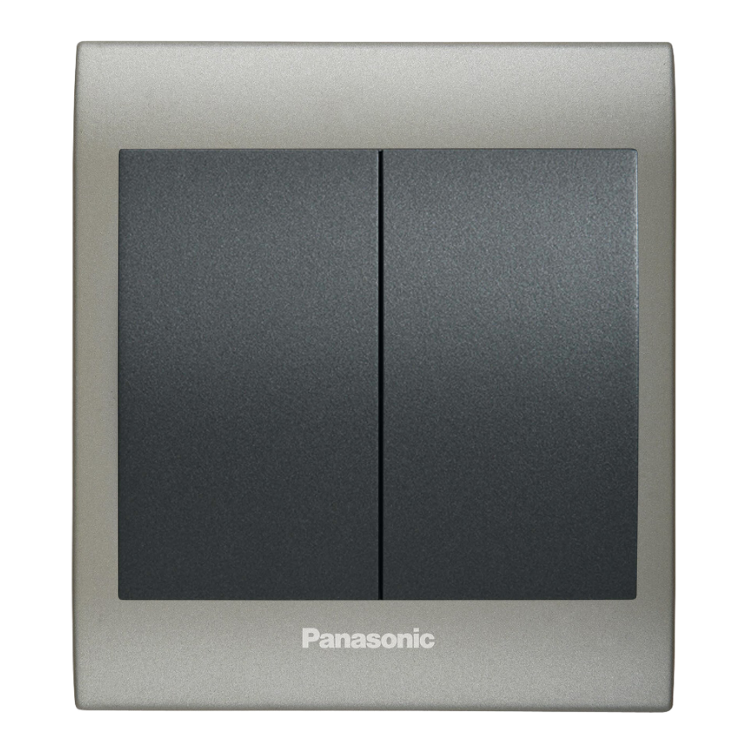 Viko Panasonic Thea Blu İkili Anahtar, Çerçeve Inox Matt+Dore, Kapak Füme