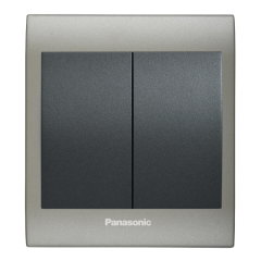 Viko Panasonic Thea Blu İkili Anahtar, Çerçeve Inox Matt+Dore, Kapak Füme