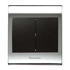 Viko Panasonic Thea Blu İkili Anahtar, Çerçeve Chrome+Beyaz, Kapak Siyah