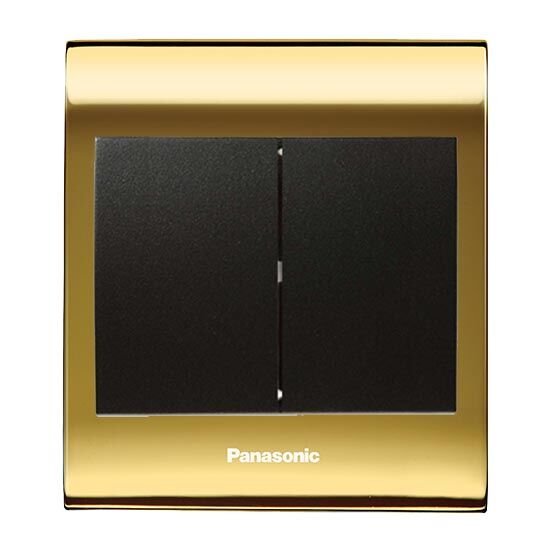 Viko Panasonic Thea Blu İkili Anahtar, Çerçeve Gold+Dore, Kapak Siyah