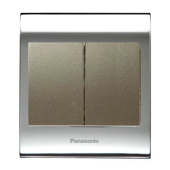 Viko Panasonic Thea Blu İkili Anahtar, Çerçeve Chrome+Beyaz, Kapak Dore