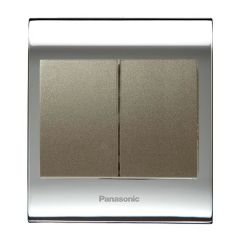 Viko Panasonic Thea Blu İkili Anahtar, Çerçeve Chrome+Beyaz, Kapak Dore
