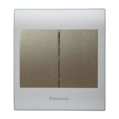 Viko Panasonic Thea Blu İkili Anahtar, Çerçeve Chrome Matt+Beyaz, Kapak Dore