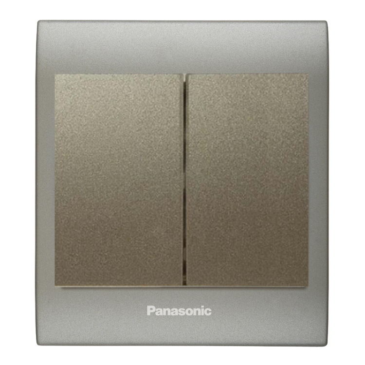 Viko Panasonic Thea Blu İkili Anahtar, Çerçeve Inox Matt+Dore, Kapak Dore