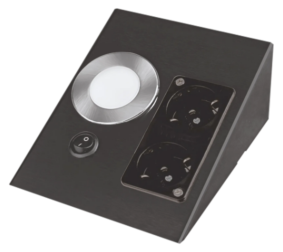 Cata CT-5110 Çift Prizli Üçgen Tezgah Altı LED Aydınlatma Armatürü - Siyah Kasa
