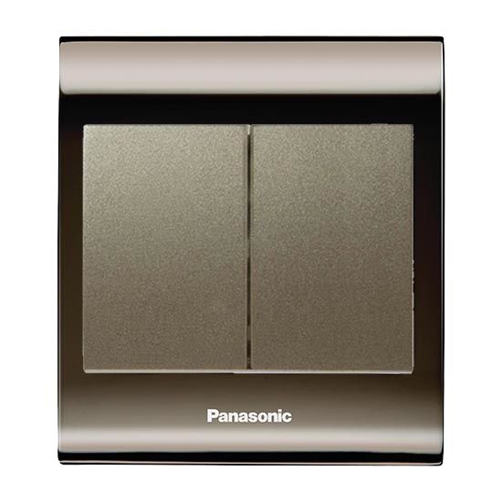 Viko Panasonic Thea Blu İkili Anahtar, Çerçeve Una+Füme, Kapak Dore