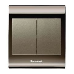 Viko Panasonic Thea Blu İkili Anahtar, Çerçeve Una+Füme, Kapak Dore