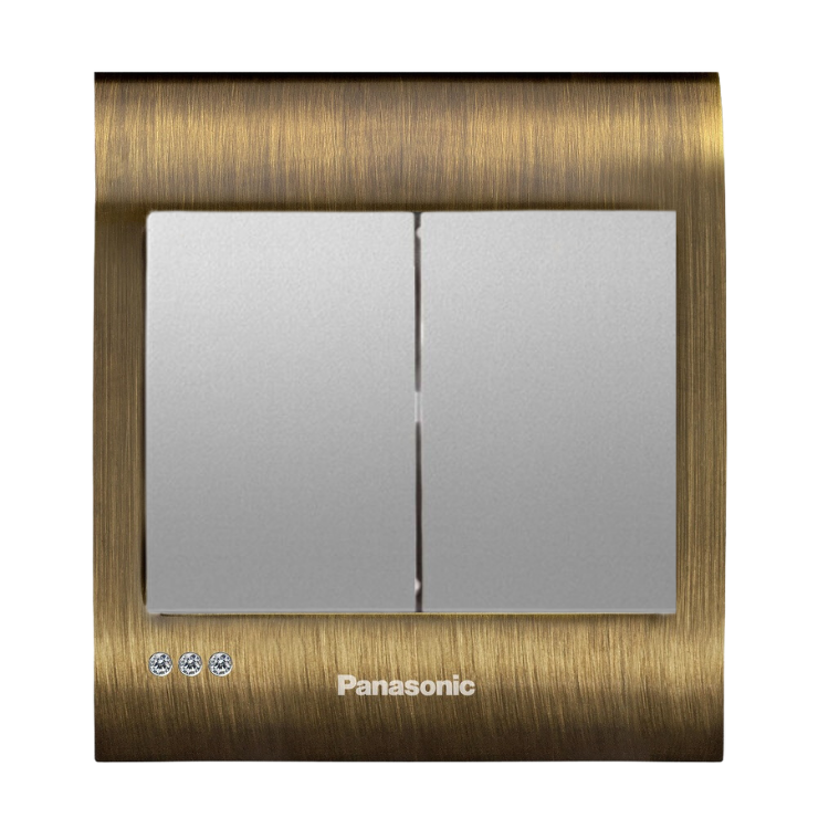 Viko Panasonic Thea Blu İkili Anahtar, Çerçeve Antique+Dore, Kapak Metalik Beyaz