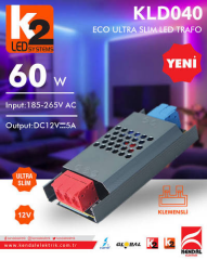 Kendal 5 Amper 60W 12 Volt Şerit Led Trafosu Ultra Slim Adaptör KLD040