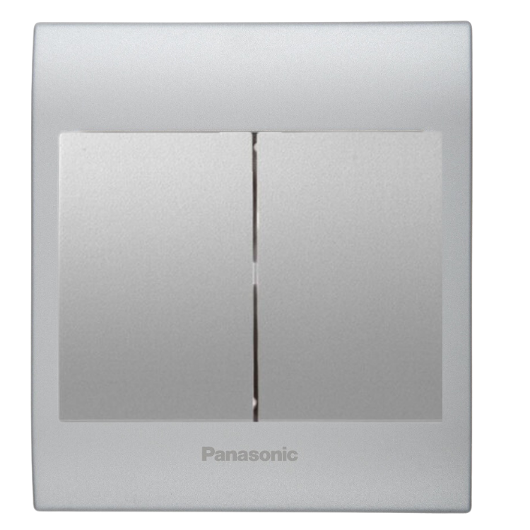 Viko Panasonic Thea Blu İkili Anahtar, Çerçeve Chrome Matt+Beyaz, Kapak Metalik Beyaz