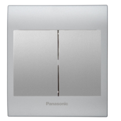Viko Panasonic Thea Blu İkili Anahtar, Çerçeve Chrome Matt+Beyaz, Kapak Metalik Beyaz