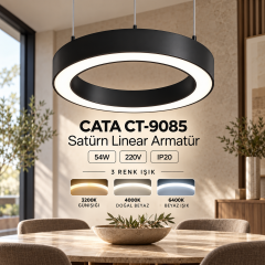 Cata Satürn 60cm 54w Sarkıt Siyah Linear Sıva Üstü Armatür CT-9085