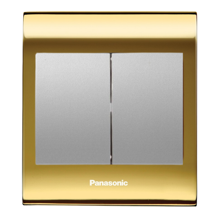 Viko Panasonic Thea Blu İkili Anahtar, Çerçeve Gold+Dore, Kapak Metalik Beyaz
