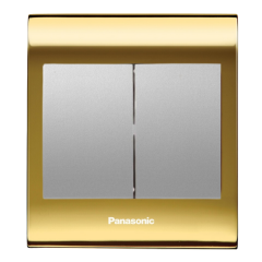 Viko Panasonic Thea Blu İkili Anahtar, Çerçeve Gold+Dore, Kapak Metalik Beyaz